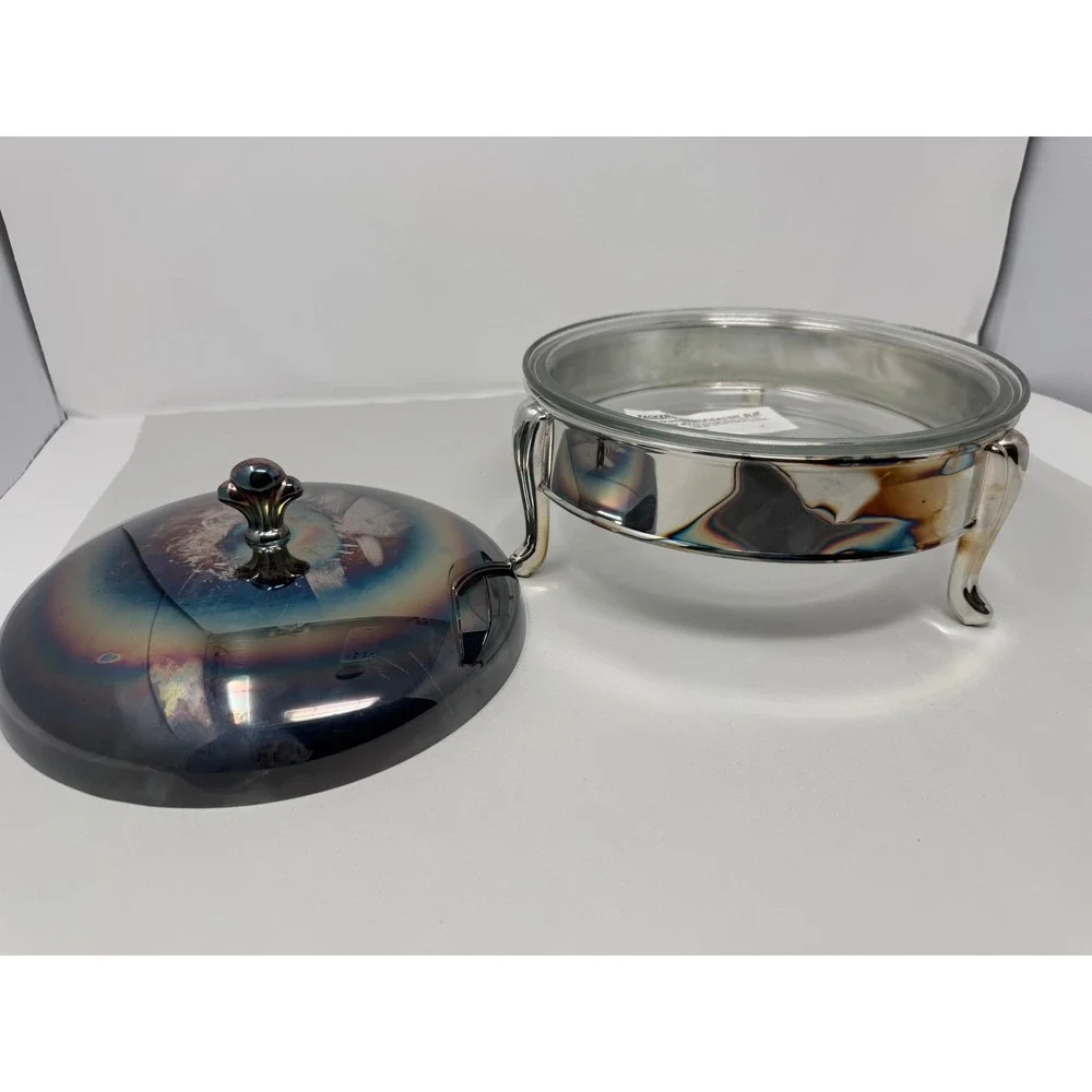 Oneida USA Juilliard Silverplate 2 Quart Round Covered Baker Glass Liner 0993A